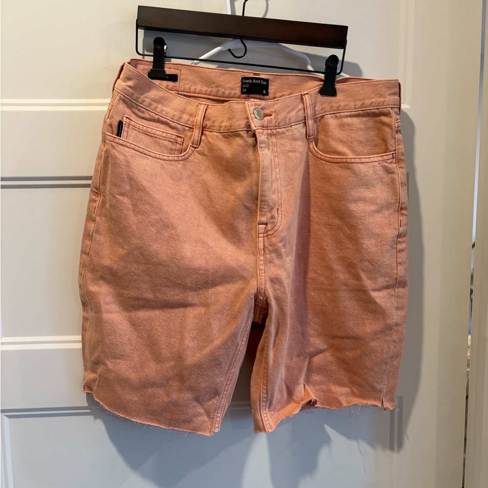 Frank & Oak Orange Peach Jean Shorts Casual Summer Style